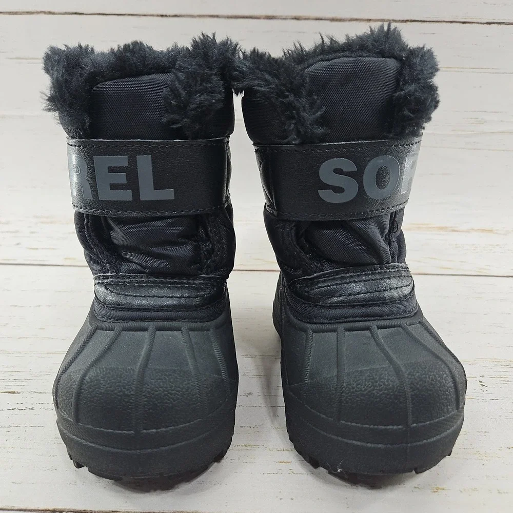 Sorel Snow Commander Boots Toddler Size 5 Black Insulated Winter Ski Waterproof